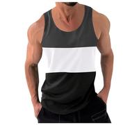 Débardeur Homme Compression Gilet sans Manches Marcel pour s Patchwork Couleur bloquant Sport Fitness de Course en Vrac (Grey, XL)