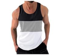 Débardeur Homme Compression Gilet sans Manches Marcel pour s Patchwork Couleur bloquant Sport Fitness de Course en Vrac (Black, XL)