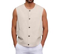 DéBardeur Homme Coton, Gilet sans Manches Fonctionnel à Poches pour Le Travail Les activités Sportives et Les Loisirs en extérieur