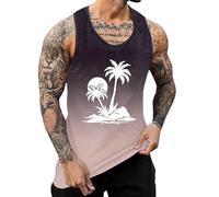 Debardeur Homme Coton, Vacances Confortable Débardeur Running Imprimé Décontracté Gilets Été Léger Maillots de Corps sans Manche Sport Fitness Tank Top, Rose Gold, 3XL