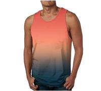 Débardeur Homme Coupe Standard Col Rond Dégradé de Couleurs Été,Chemise Homme de Plage Ample,T-Shirts Coton sans Manches Été,Tee Shirt Extérieur Fitness Pas Cher,Gilets sans Manches Haut Été