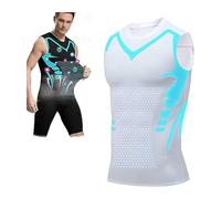 Debardeur Homme, Débardeurs Compression Corset Amincissant Tee Shirt sans Manche Hommes Gynécomastie Gaine Gilets Sport Mise Forme Ionique(A-White,3XL)