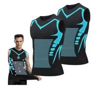 Debardeur Homme, Débardeurs Compression Corset Amincissant Tee Shirt sans Manche Hommes Gynécomastie Gaine Gilets Sport Mise Forme Ionique(B-Black*2,S)