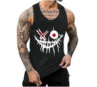 Debardeur Homme Été Tee Shirt sans Manches Débardeurs Streetwear Mode Tank Top Gym Tshirt Athlétique Respirant Haut Décontracté Tee Tops Imprimé Debardeur Musculation T-Shirt Outlet France Noir M