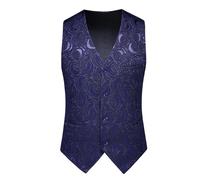 Debardeur Homme Fitness - Gilet sans Manches Coupe Slim pour Style Décontracté Et Formel en Jacquard Floral Idéal pour Un Costume Une Robe Une Chemise Une Superposition Toutes Saisons (Navy XXL)