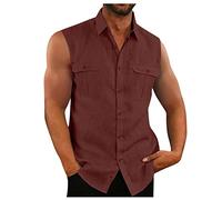 Debardeur Homme Léger Chemise Homme Manches Courtes avec Poche Chemises Casual Homme Respirant Chemisette Homme Manche Courte Ete Chemise sans Manche Homme Plage Tee Shirt Homme Col V Polo Homme