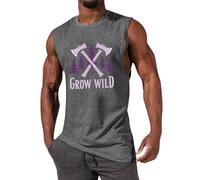 DéBardeur Homme Leger, Débardeur Sportif Homme à Manches Courtes Maillot de Corps Confortable Extensible Coupe Ample Imprimé Arbre pour Entraînement Fitness