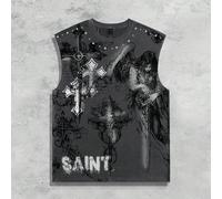 Débardeur homme mode été imprimé croix d'ange, style années 2000 L,M,S,XL,XXLAnimal,Blocs de couleur,Portrait,LettresTissu tricoté