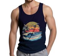 Debardeur Homme Plage,Maillot De Corps Coton,Débardeur décontracté sans Manches imprimé Graphique, idéal pour Les activités de Plein air Estivales et Le Quotidien. Confortable et Respirant.