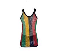 Débardeur Homme Rasta Mesh String - 4 designs uniques - 100% coton égyptien - Débardeurs multicolores style reggae, Noir , XL