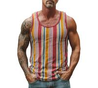 Debardeur Homme Sport Col Rond Débardeurs sans Manche Rayé Gilets