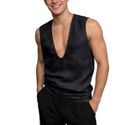 Debardeur Homme Sport- T Shirt sans Manche Col V Chic Coupe Ample Perspective Top Décontracté Polyvalent Respirante Débardeur Sexy Été Plage Gilet Base Vacances