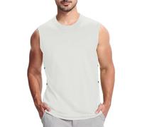Debardeur Homme Sport, Tee Shirt sans Manche Grande Taille Col Rond Tank Top d'été Casual Ample Couleur Unie Chic Léger Respirant pour Hommes L'Extérieur D'entraînement Course à Pied Débardeurs
