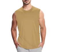 Debardeur Homme Sport, Tee Shirt sans Manche Grande Taille Col Rond Tank Top d'été Casual Ample Couleur Unie Chic Léger Respirant pour Hommes L'Extérieur D'entraînement Course à Pied Débardeurs