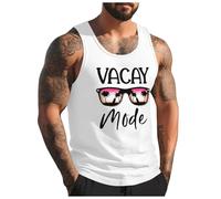 Debardeur Homme Tee Shirt sans Manche Homme Été Col Rond Débardeurs Sport Gainant Imprimé Plantes Palmiers Plage Gilet Gym Respirant Musculation Fitness Décontracté 2025 Tank Top (3-White, XXXL)