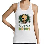 Débardeur - Je s'appelle Groot - Blanc - Coton - Femme - Col arrondi S