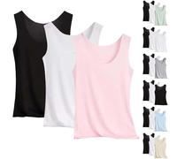 Debardeur Leger Doux-Corset Col Rond sans Manche Casual Tee Shirt Femme Grande Taille Chemise Lin Summer Top T-Shirt Respirant Blouse Slim Fit Haut Confortable Tops Courte XXXL T Shirt