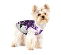 Débardeur léger imprimé rose violet et tête de mort pour chiens de petite taille T-shirt extensible sans manches