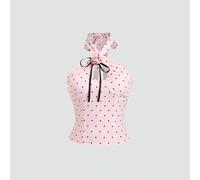 Débardeur licou sans manches décontracté pour femme, simple et à porter au quotidien L,M,S,XLGéométrique,Pois,Tout ImpriméTissu tissé