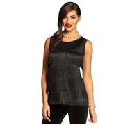 Débardeur noir femme à franges - M/L (40/42) - Coupe droite S