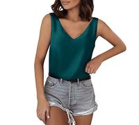 Débardeur Noir Femme Col V - Hauts sans Manches D'Été pour Femmes Debardeur Confortable Débardeurs Chic Hauts Respirant Tops Décontracté Bustier D'Été Top Jeunesse Débardeurs