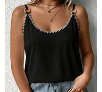 Débardeur noir grande taille pour femmes, style décontracté de vacances Shell Craft, convient pour l'été, les festivals de musique, la saison des remises de diplômes 0XL,1XL,2XL,3XL,4XL,5XLUnicoloreTi