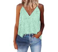 Debardeur Paillette Femme Col V DéBardeur été Sexy Gilet sans Manche avec Bretelles Spaghetti Dos Nu Brillant Camisole Grande Taille Chic Et élégant Classique Mode de Fête Soirée Tank Top