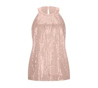 Debardeur Paillette Femme Dos Nu Haut épaules Dénudées sans Manches Froncé Tank Top DéBardeur Sexy Chic Et élégant Brillant Classique DéBardeur de Soirée Fête Cocktail Sequin Tee Shirt