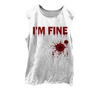 Débardeur Plage Hommes Halloween Graphique Débardeur sans Manches Muscle T-shirt Imprimé Entraînement Gym Gilet Confortable Décontracté Été T-shirt Homme Pyjama Court, Blanc., M