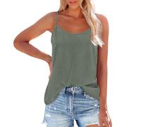 Débardeur pour femme à bretelles spaghetti réglables Camisole col sans manches S 3XL A Little Bit Dramatic Ladies Slim Fit Long Top, vert menthe, S