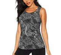 Débardeur pour femme, coupe sèche, pour la gym, l'athlétisme, la course à pied, l'entraînement - Débardeur classique à motif de fleurs de cobra, Noir/blanc, S