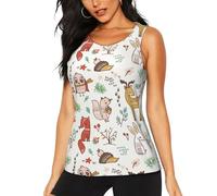 Débardeur pour femme, coupe sèche, pour la gym, l'athlétisme, la course à pied, l'entraînement pour femmes avec petits animaux mignons, Noir/blanc, XL