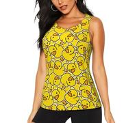 Débardeur pour femme - Coupe sèche - Pour la gym, l'athlétisme - Pour la course à pied - Motif animaux de dessin animé - Jaune, Noir , XXL