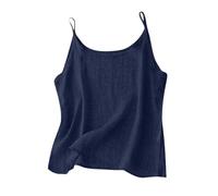 Débardeur pour femme en coton et lin avec bretelles spaghetti sans manches coupe ample mignon camisole Y2K tendance solide Debardeur Coton Lin Grande Taille Débardeur Couleur Unie sans Manches