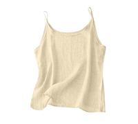 Débardeur pour femme en coton et lin avec bretelles spaghetti sans manches coupe ample mignon camisole Y2K tendance solide Debardeur Coton Lin Grande Taille Débardeur Couleur Unie sans Manches