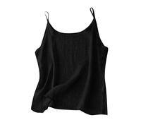 Débardeur pour femme en coton et lin avec bretelles spaghetti sans manches coupe ample mignon camisole Y2K tendance solide Debardeur Coton Lin Grande Taille Débardeur Couleur Unie sans Manches