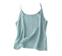 Débardeur pour femme en coton et lin avec bretelles spaghetti sans manches coupe ample mignon camisole Y2K tendance solide Debardeur Coton Lin Grande Taille Débardeur Couleur Unie sans Manches
