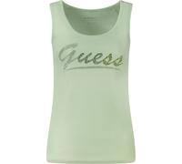 Débardeur pour femme : Larges bretelles, strass, coton bio vert, Taille : XS Couleur : Verde