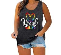 Débardeur pour femme « Proud Ally » - Haut pour soutenir la communauté LGBTQ+ | T-shirt de déclaration pour le mois de la fierté et au-delà, Style_n01 Gris, S