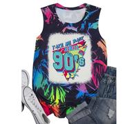 Débardeur pour femme « Take me Back to The 90s » - T-shirt rétro sans manches pour les fêtes des années 90 - Haut décontracté avec imprimé fluo et aspect batik, Style_g01 Multicolore, XL