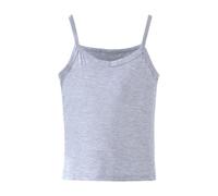 Débardeur pour fille avec bretelles spaghetti, extensible, décontracté, sans manches, gilet d'été uni à superposer pour enfants, école, danse, mignon, doux et respirant, gris, 3-4 ans