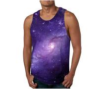 Débardeur pour homme avec impression 3D Motif galaxie Univers Ciel étoilé Espace Carnaval Costume Chemise sans manches Col rond Débardeurs, violet, 4XL