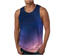 Débardeur pour homme avec impression 3D Motif galaxie Univers Ciel étoilé Espace Carnaval Costume Chemise sans manches Col rond Débardeurs, violet clair, XXL