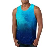 Débardeur pour homme avec impression 3D Motif galaxie Univers Ciel étoilé Espace Carnaval Costume Chemise sans manches Col rond Débardeurs, bleu, S