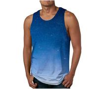 Débardeur pour homme avec impression 3D Motif galaxie Univers Ciel étoilé Espace Carnaval Costume Chemise sans manches Col rond Débardeurs, bleu marine, M