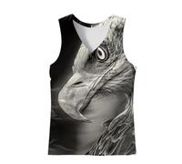 Débardeur pour homme avec imprimé tête d'aigle - T-shirt musculaire avec col en V - T-shirt imprimé 3D accrocheur avec motif oiseau de proie, Stil_j01 Gris, 3XL