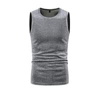 Débardeur pour homme - Brillant - Métallique - Manches courtes - T-shirt extensible - Avec col rond - Clubwear - Coupe ajustée - Pour boîte de nuit, musique, festival, gris clair, L
