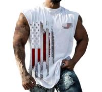 Débardeur pour homme Drapeau américain 4 juillet, chemise patriotique USA sans manches, t-shirt musculaire graphique sans manches, entraînement d'été, gym, débardeurs amusants débardeur gay pour