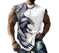 Débardeur pour homme - Imprimé graphique 3D amusant - Sans manches - Motif tête de mort - Imprimé animal - T-shirt d'été hawaïen - Nouveautés - Débardeur - Gym - Bodybuilding - Coupe ample, 1 blanc, M