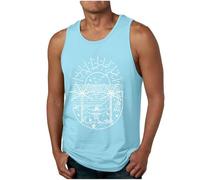 Debardeur pour Hommes Tee Shirt sans Manche té Sport Col Rond Coton Extensible hawaïen T-Shirt de Chemises Respirantes Gilet Bal Club Men Vest Tank